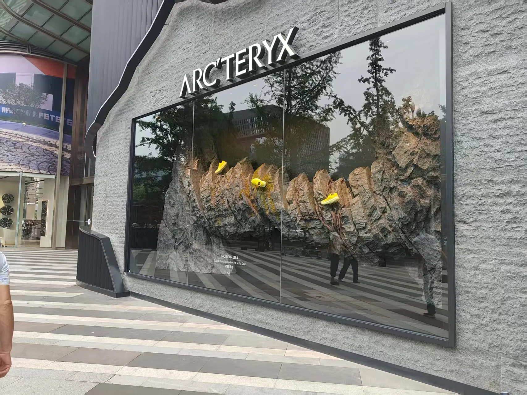 Commercial display windows of customized boutiques for well-known clothing brands